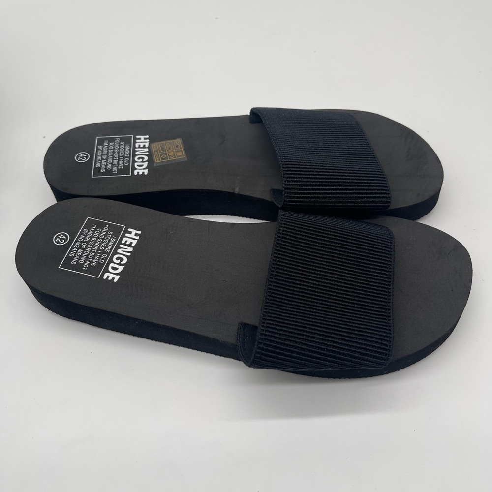 Hengde Women's Basic Lightweight Slide Sandals Black Women Size US 11 EU 42